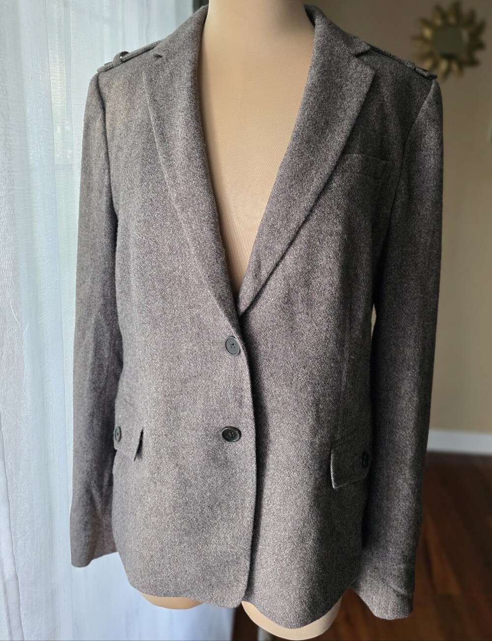 Ann Taylor Size 12 Wool Blend Equestrian Tailored Brown Blazer Riding Jacket